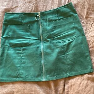 Green Zipper Front Skirt